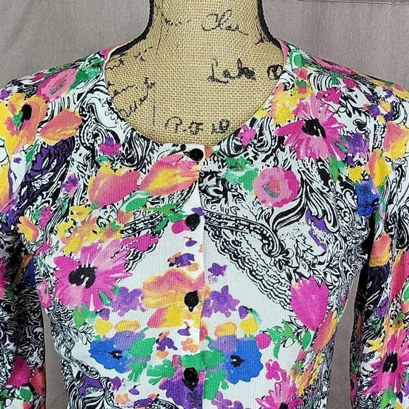 JOSEPH ABBOUD Floral Sweater PS - Picture 2 of 8